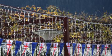 ევროკავშირის წევრობის კანდიდატის სტატუსის მიღებასთან დაკავშირებით ბორჯომის ცენტრალური (ისტორიული) პარკი, რუსთაველის მოედანი და მუნიციპალიტეტის შენობა საქართველოსა და ევროკავშირის დროშებით მოირთო