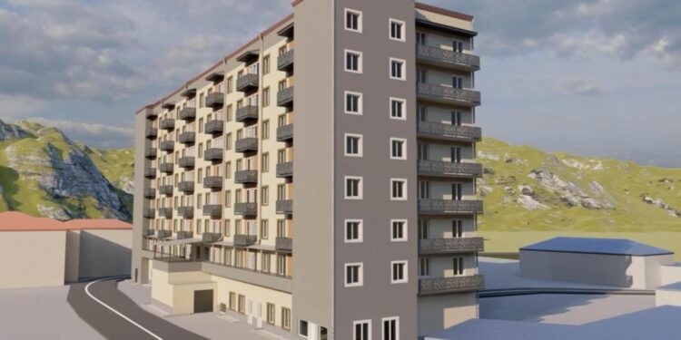 ბორჯომში, თორის N6-ში, მრავალბინიანი საცხოვრებელი სახლის ფასადების რეაბილიტაცია დაიწყო