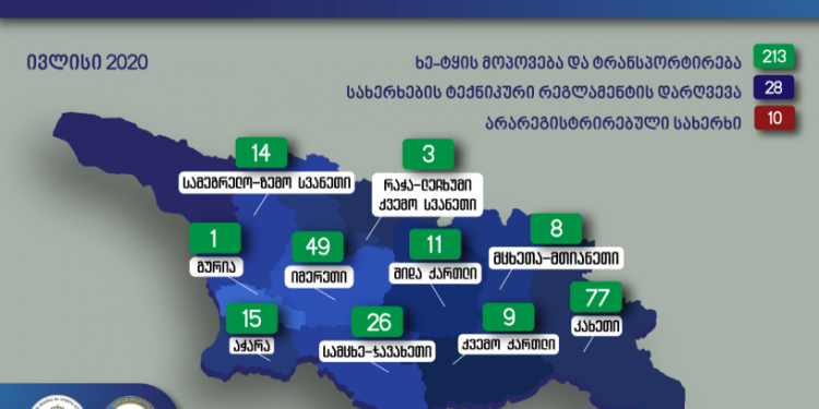 მიმდინარე წლის ივლისში, უკანონო ტყითსარგებლობის 213 ფაქტი გამოვლინდა