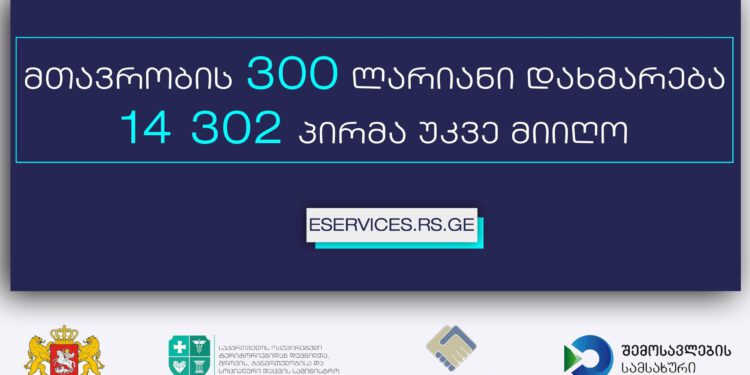 მთავრობის 300 ლარიანი დახმარება 14 302 პირმა უკვე მიიღო